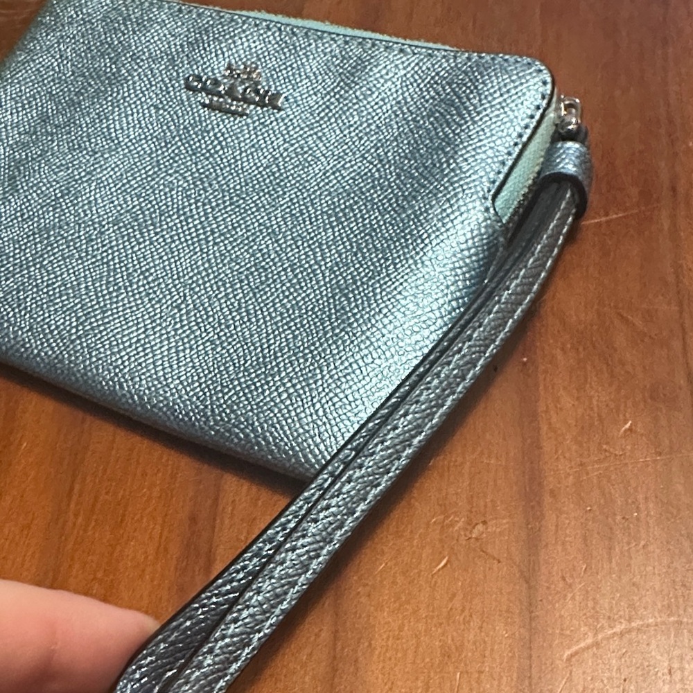 Coach Metallic Blue Wristlet - Picture 4 of 8
